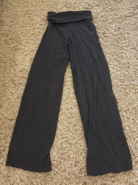 Brandy Melville Black Fold-Over Waist Wide-Leg Leggings